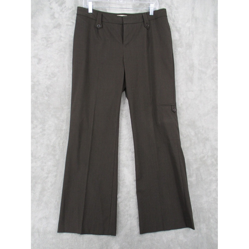 Coldwater Creek Pants Womens Size 10 Brown Cargo Pockets Plaid Office Trouser